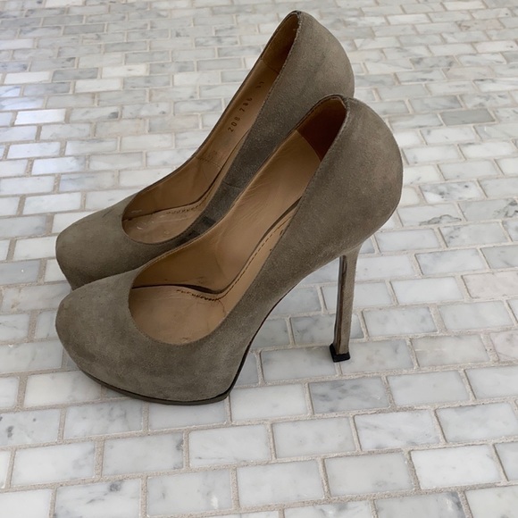 Ysl - saint Laurent grey suede pumps - Picture 4 of 7